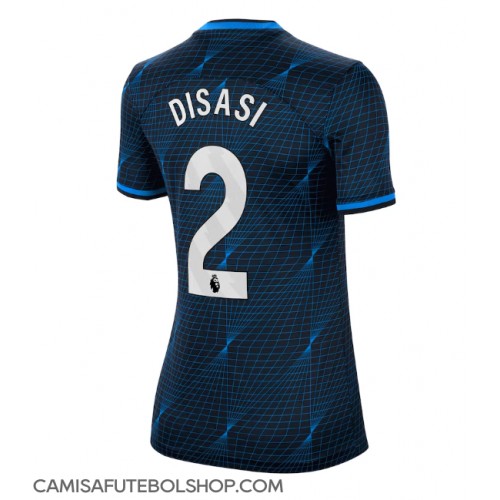 Camisa de time de futebol Chelsea Axel Disasi #2 Replicas 2º Equipamento Feminina 2023-24 Manga Curta